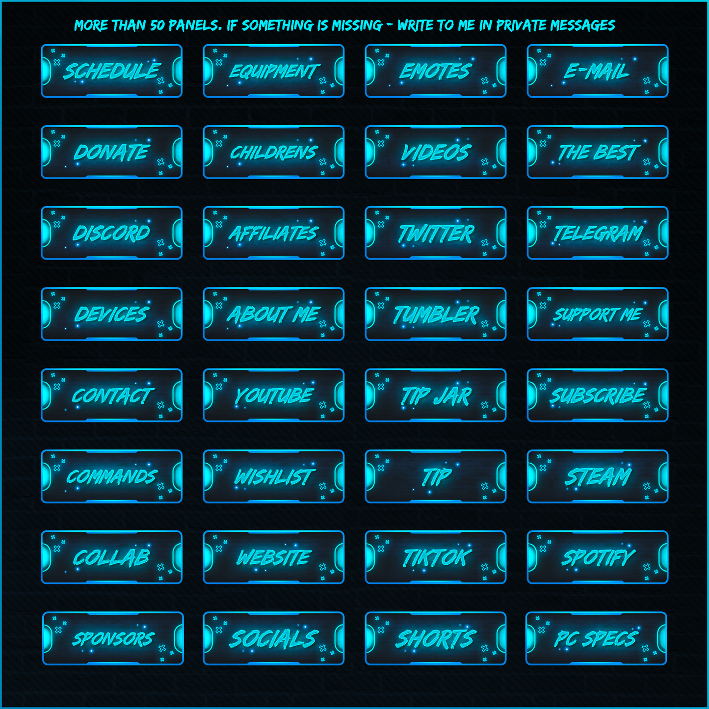 Blue neon stream overlays. Blue neon stream panels.