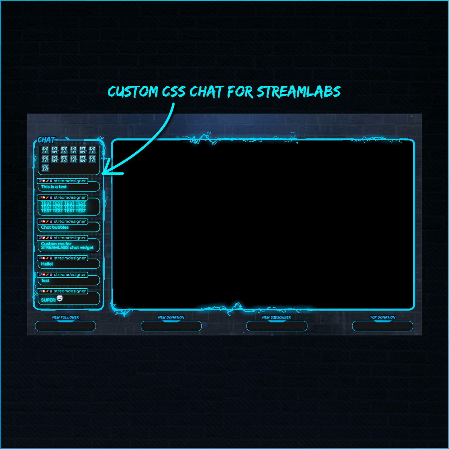 Blue neon stream overlays. Stream chat.
