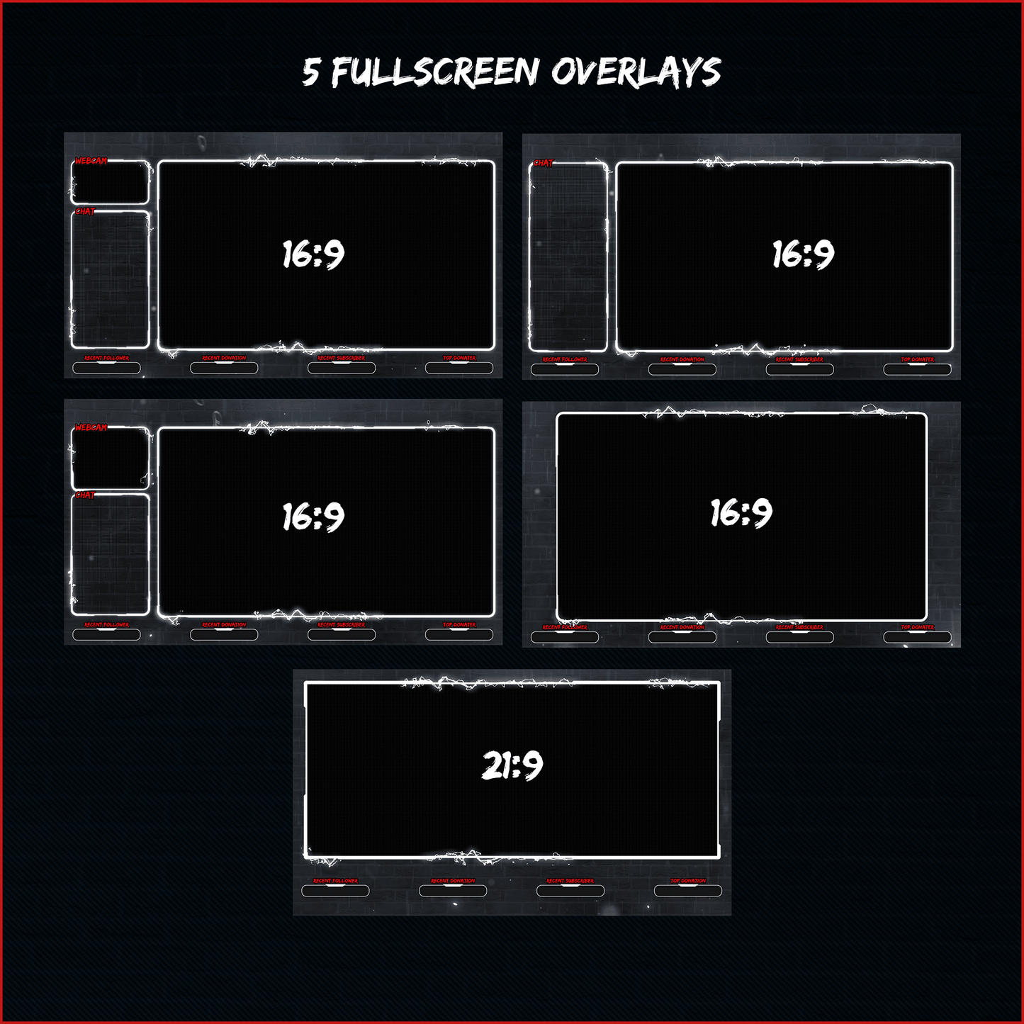 Dark neon stream overlays. Intermission screens. Just chatting screens. Fullscreen overlays.