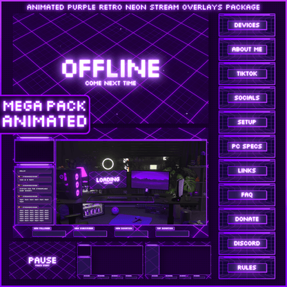 Retro stream overlays. Offline. Stream panels. Intermission screens, just chatting. 