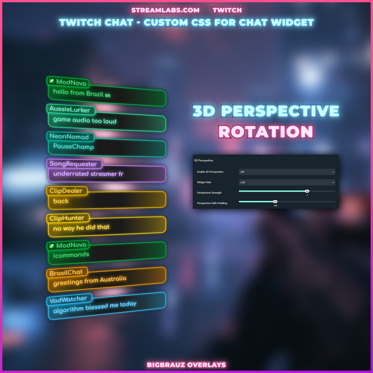 Neon simple stream chat widget