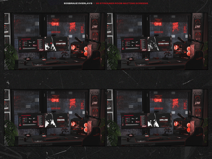 Dark anime stream overlays pack