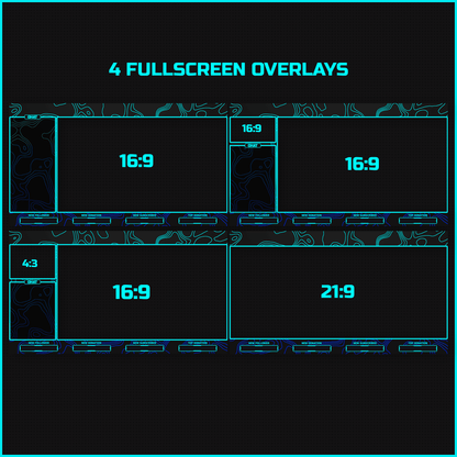 Aqua Blue Stream overlays. Fullscreen overlays, intermission screens, just chatting scenes. 