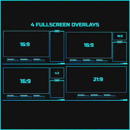 Blue neon stream overlays. Intermission screens, just chatting screens overlays. 