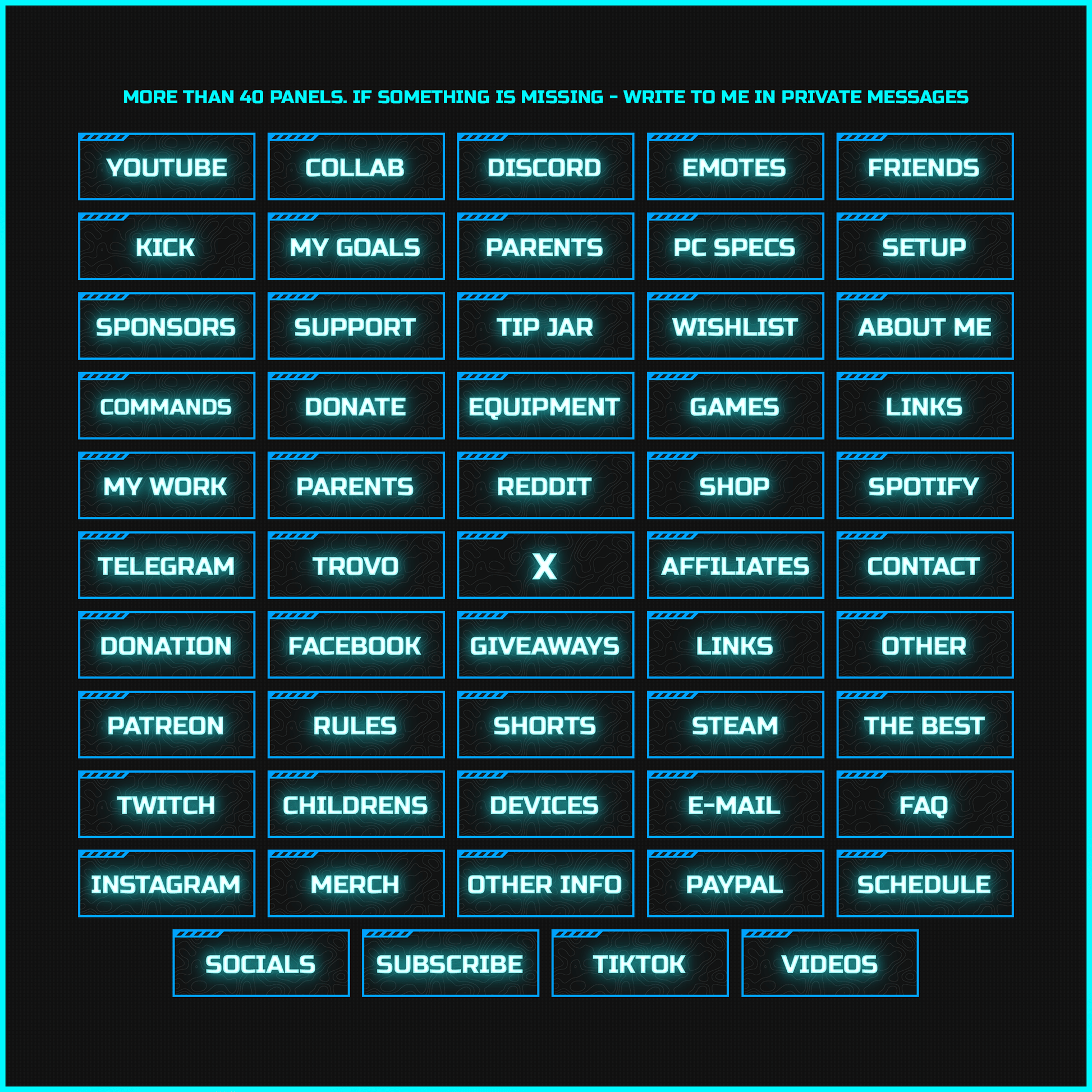 Blue neon stream panels