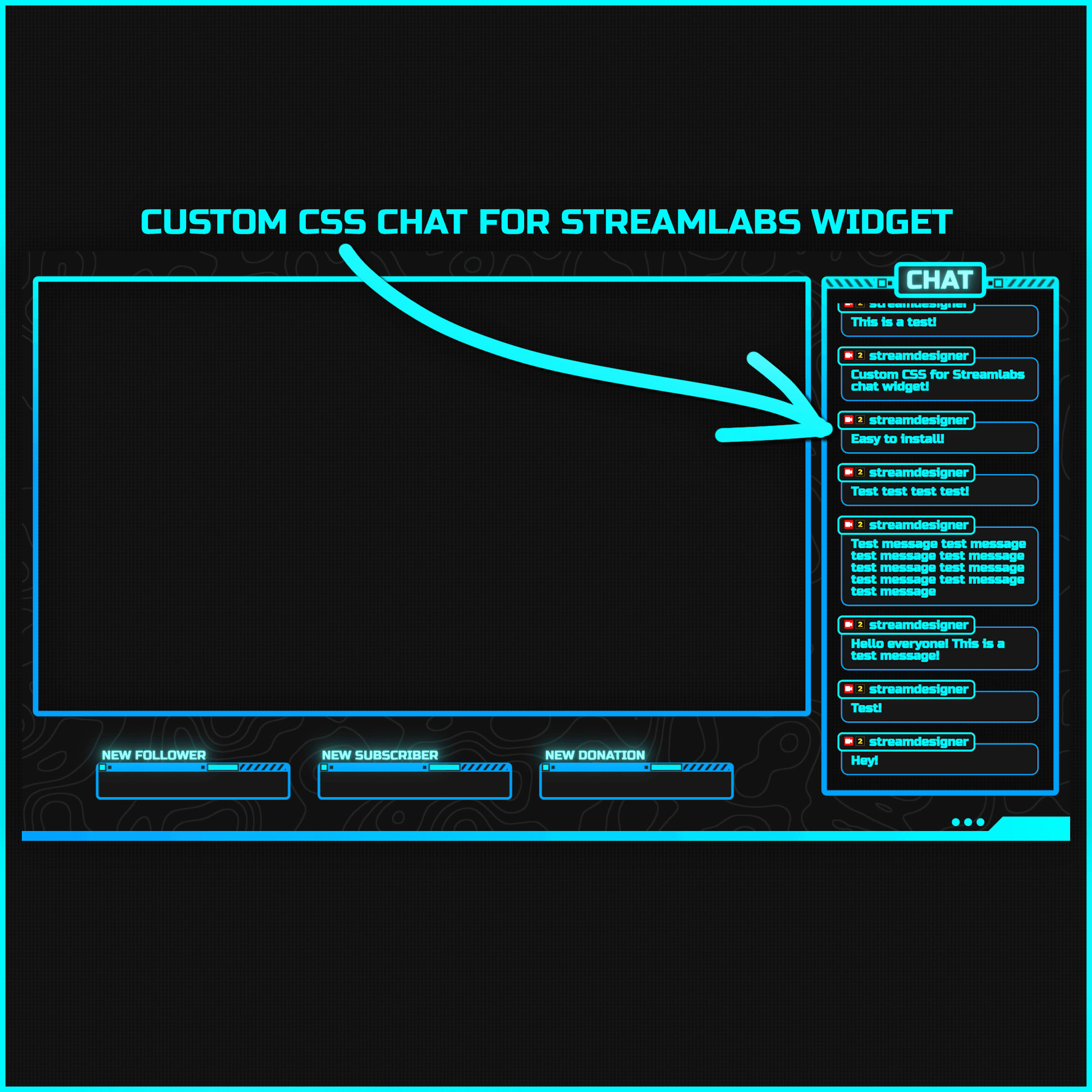 Blue neon stream overlays. Stream chat