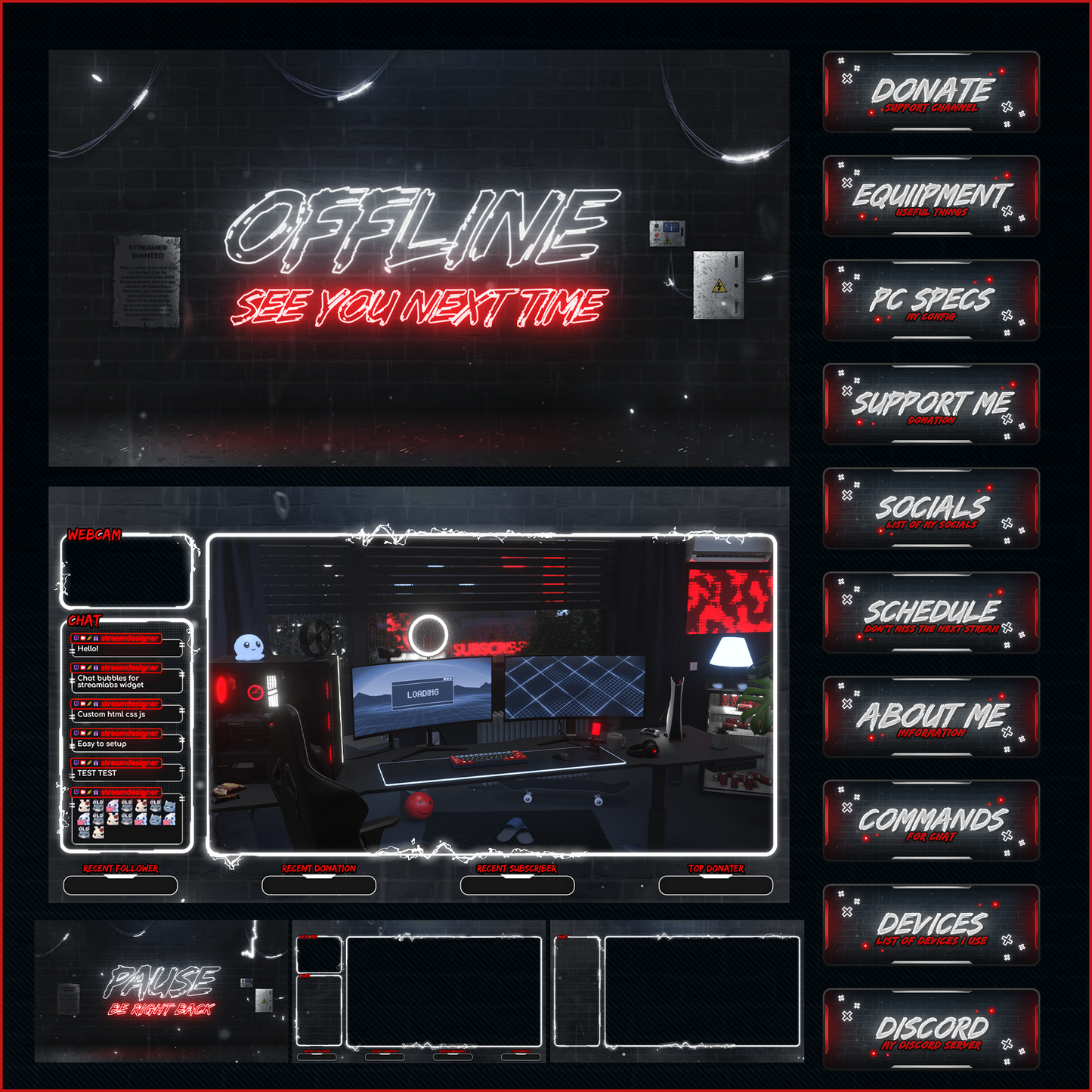 Dark neon stream overlays