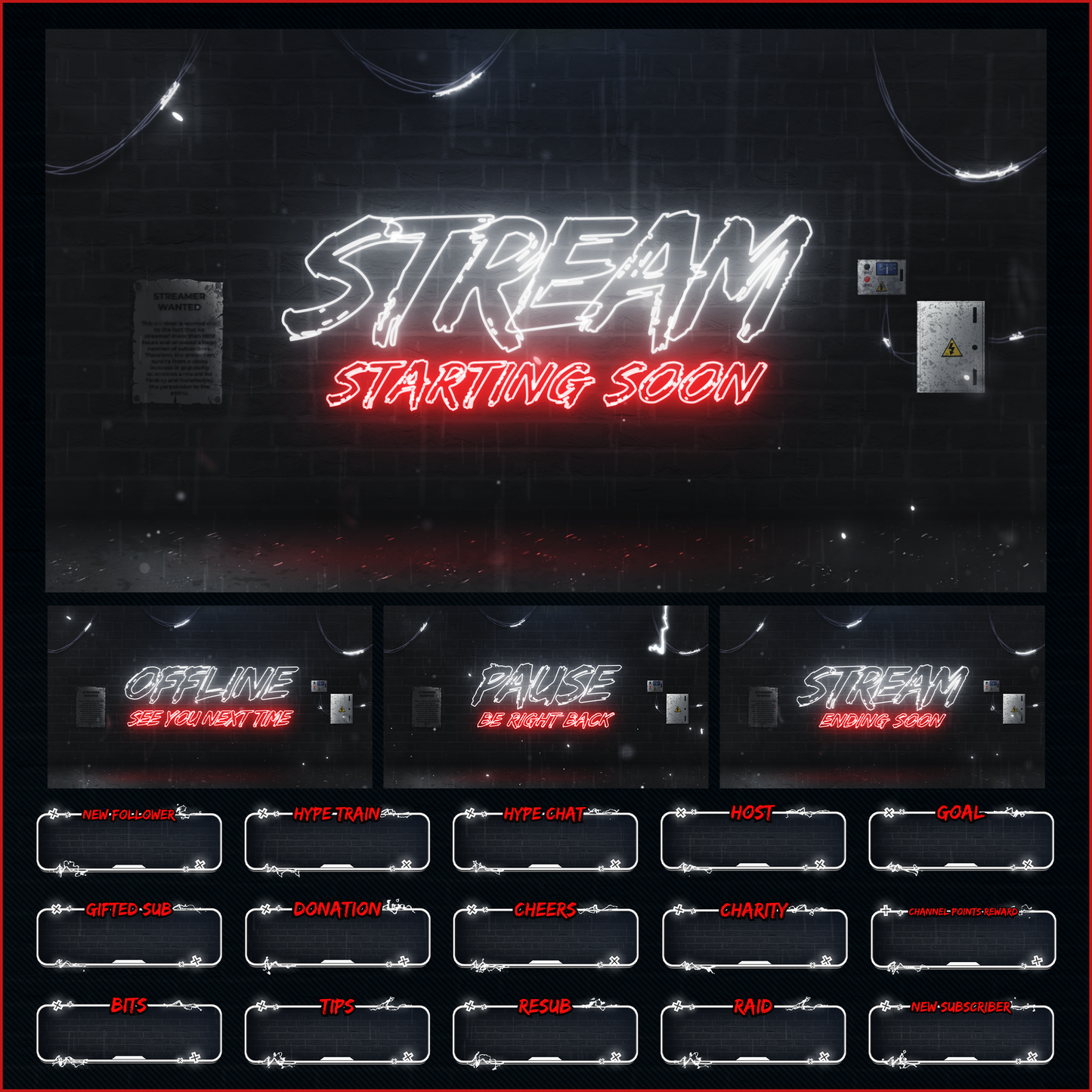 Dark neon stream overlays