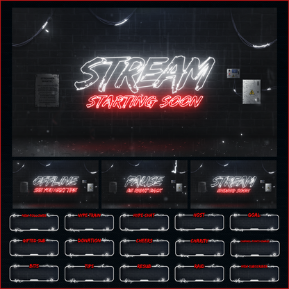 Dark neon stream overlays
