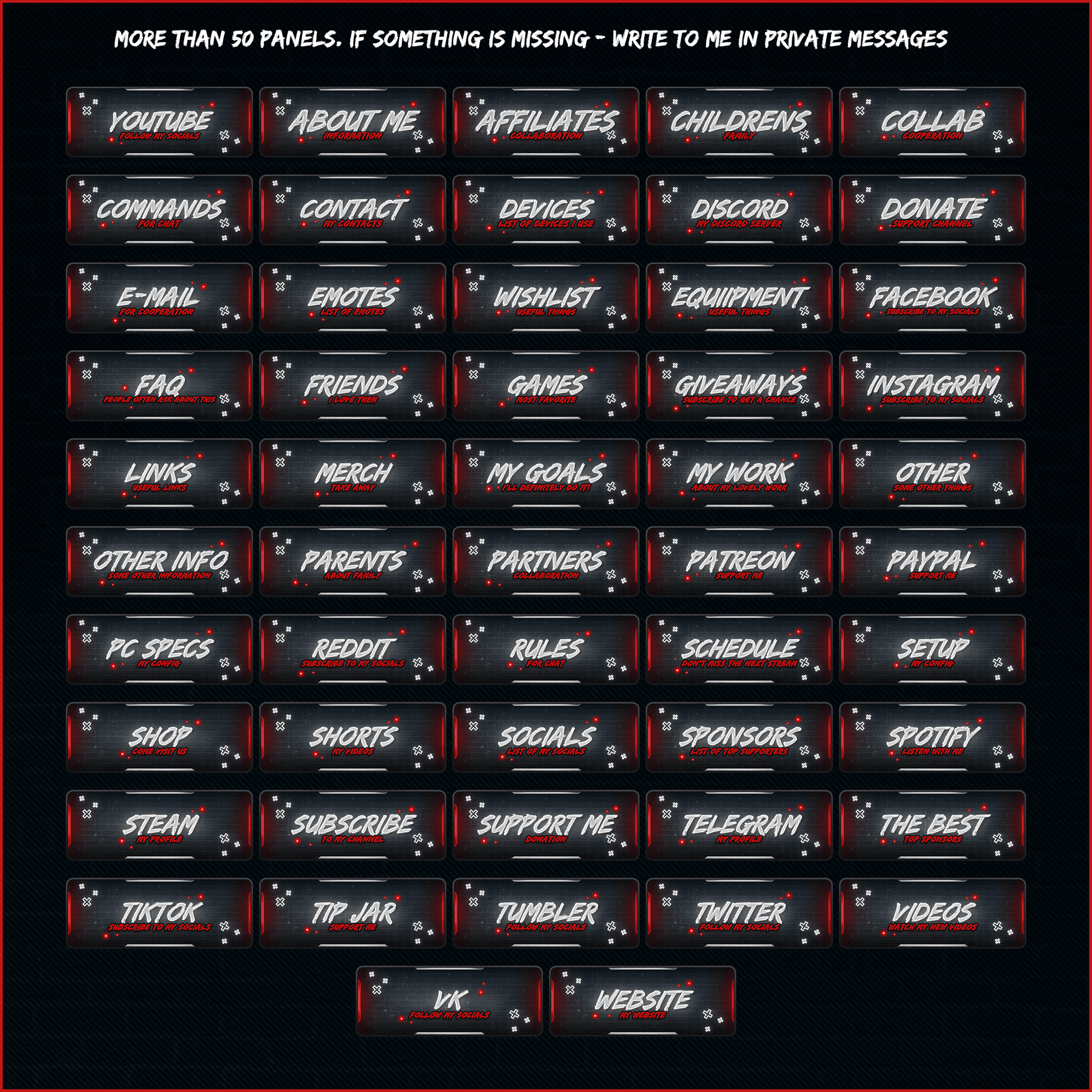 Dark neon stream overlays. Stream panels. 