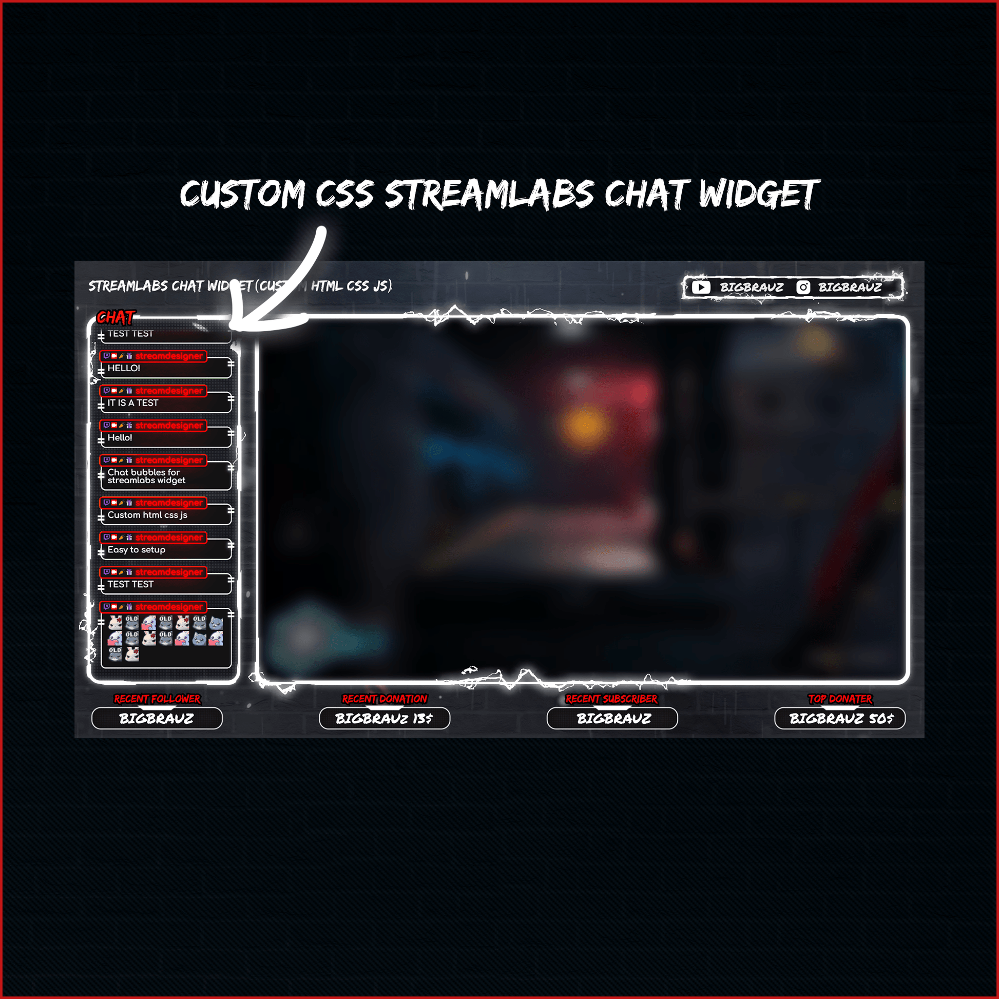 Dark neon stream overlays. Stream chat. 