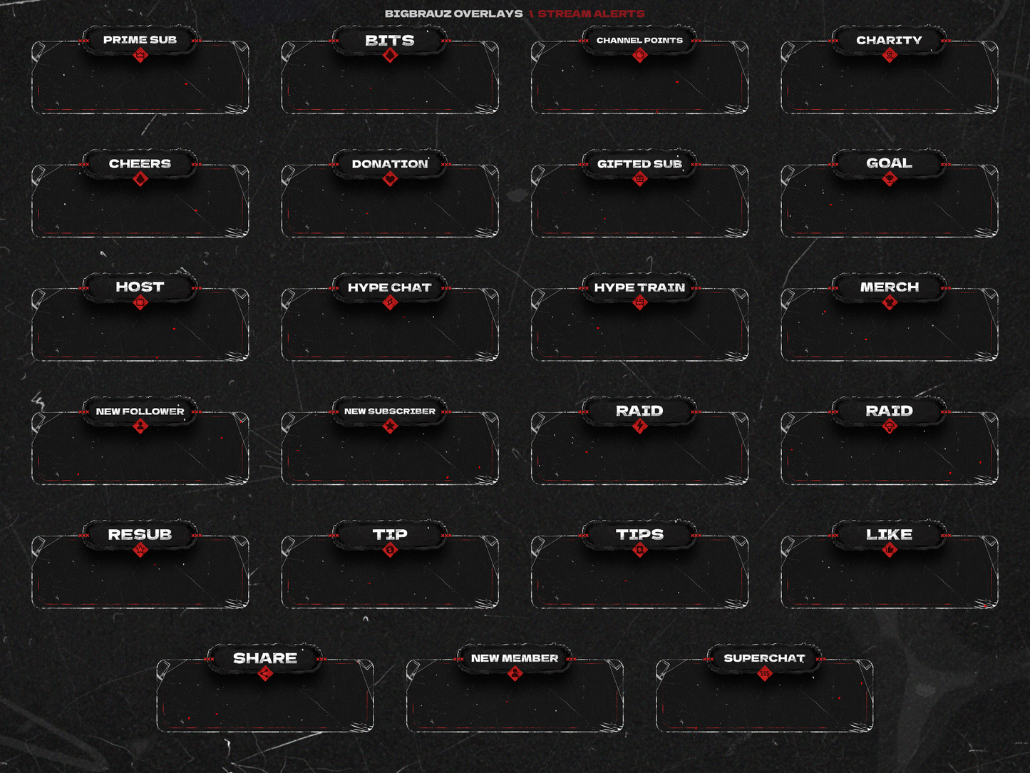 Dark anime stream overlays pack