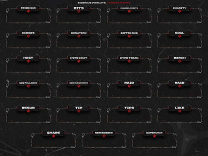 Dark anime stream overlays pack