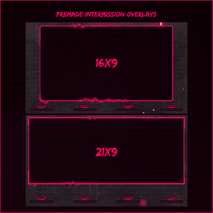Pink neon stream overlays. Fullscreen overlays.