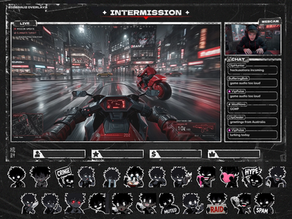 Dark anime stream overlays pack