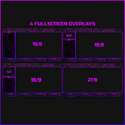 Purple gradient stream overlays. Fullscreen overlays. Just chatting overlays. Intermission screens. 