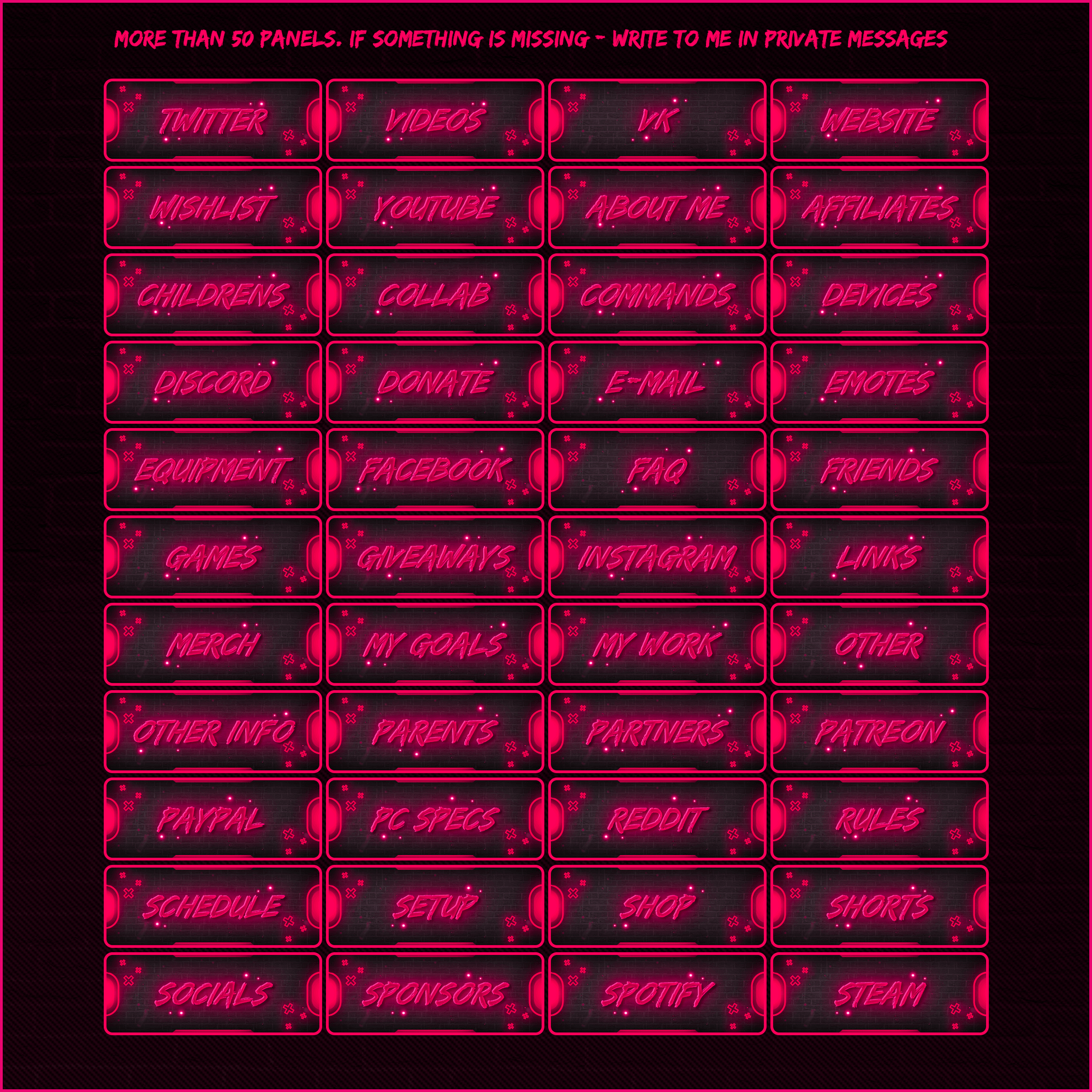 Pink stream overlays. Neon stream panels.
