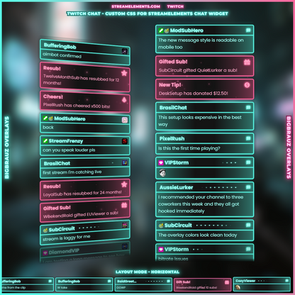 Stream chat widget - Green Magenta
