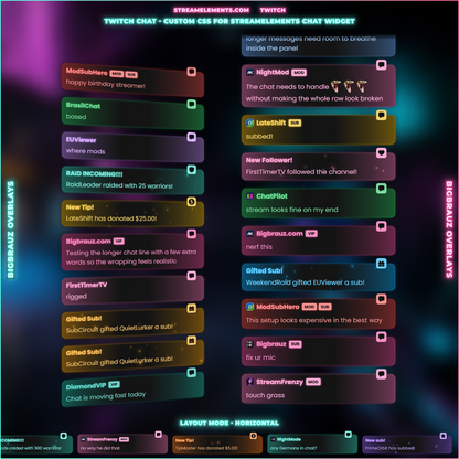 Сyber neon stream chat widget