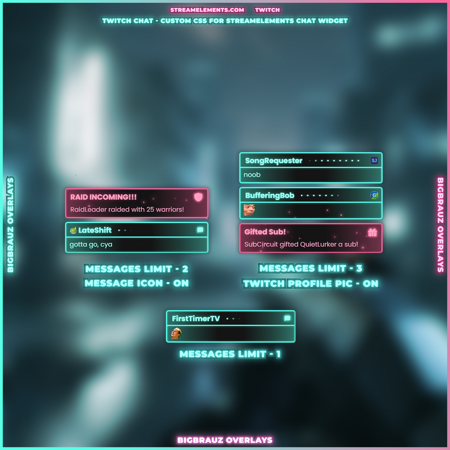 Stream chat widget - Green Magenta