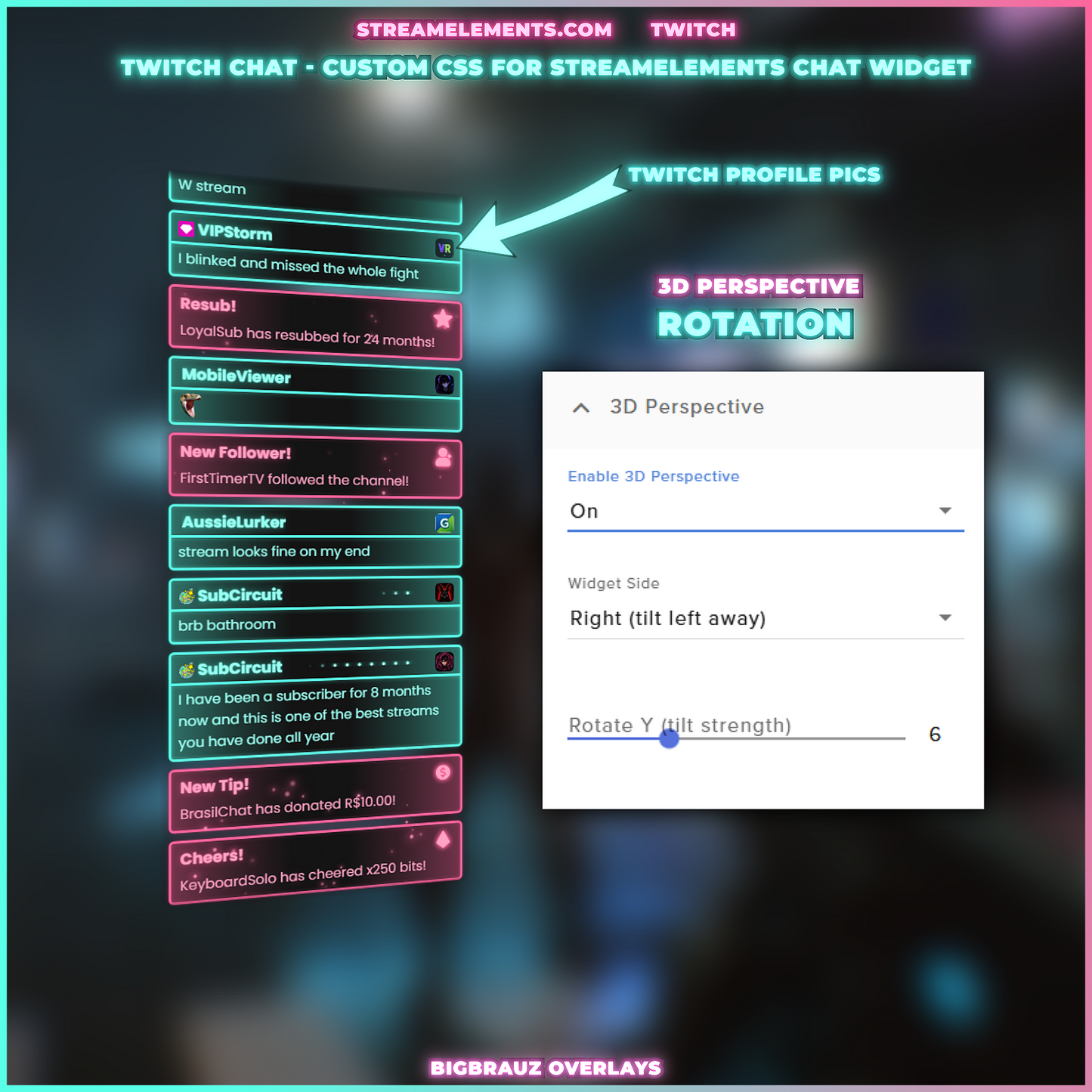 Stream chat widget - Green Magenta
