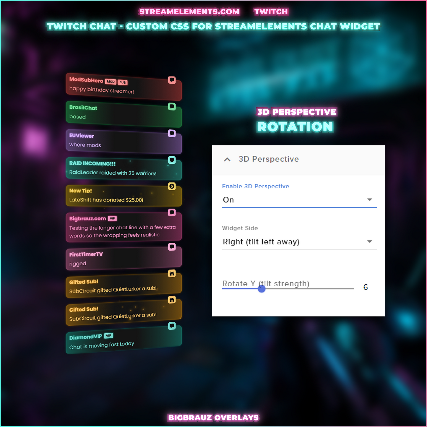 Сyber neon stream chat widget