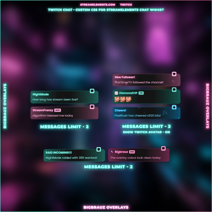 Сyber neon stream chat widget