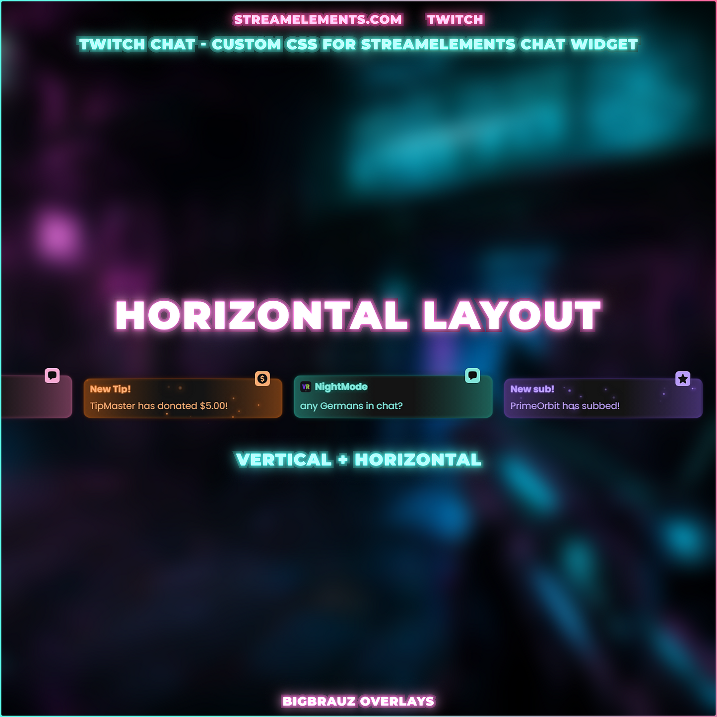 Сyber neon stream chat widget