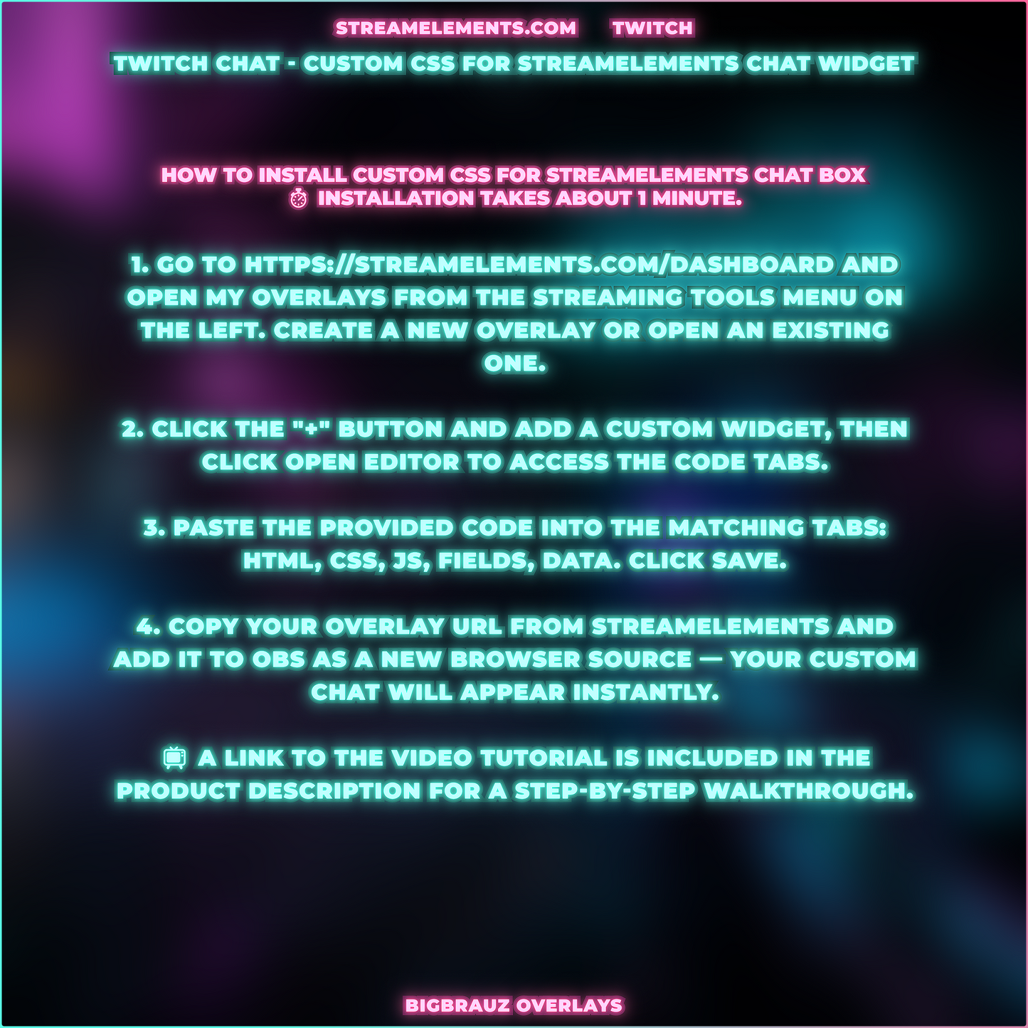 Сyber neon stream chat widget