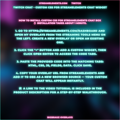 Сyber neon stream chat widget