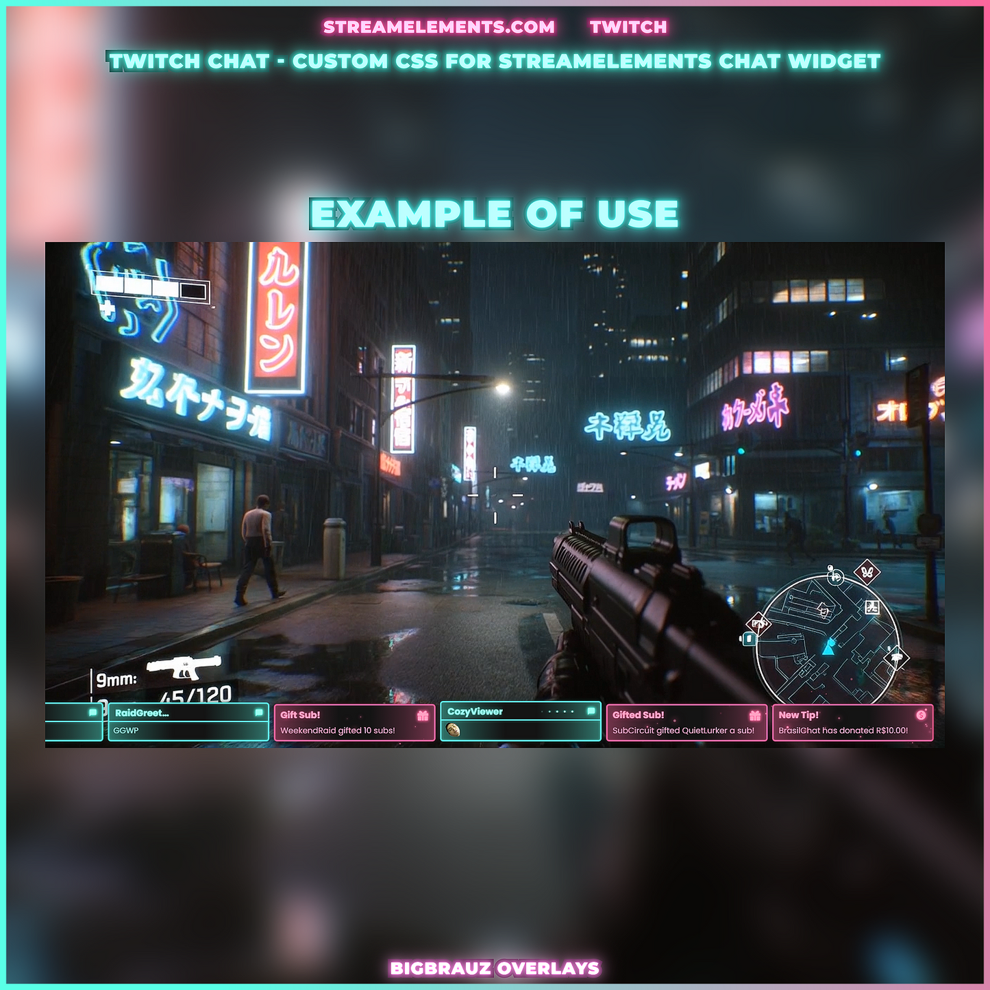 Stream chat widget - Green Magenta