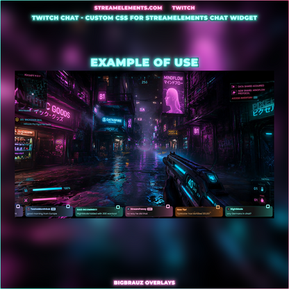 Сyber neon stream chat widget