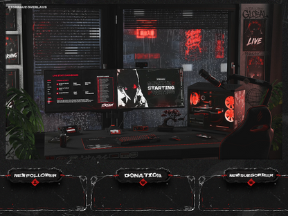 Dark anime stream overlays pack