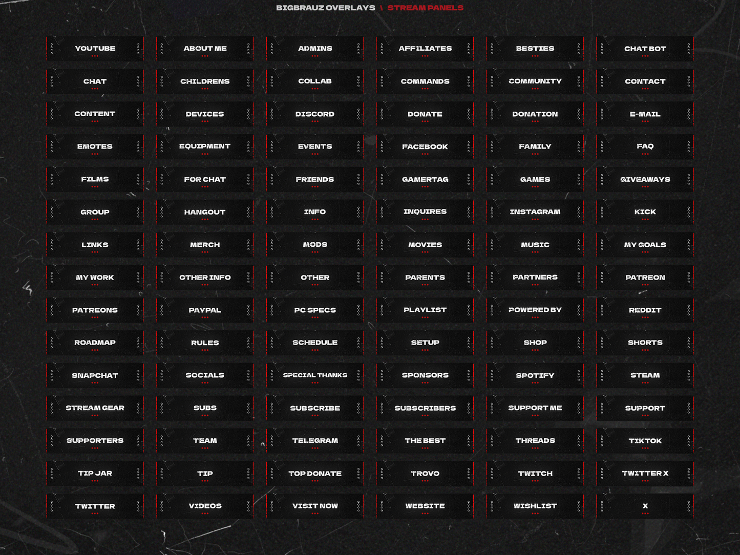Dark anime stream overlays pack