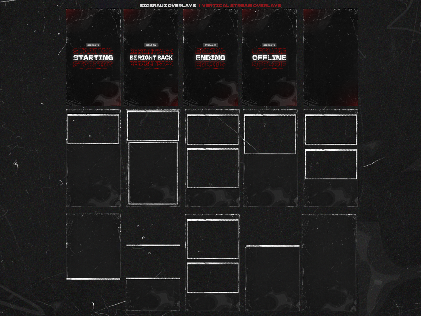 Dark anime stream overlays pack
