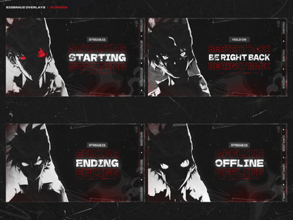 Dark anime stream overlays pack