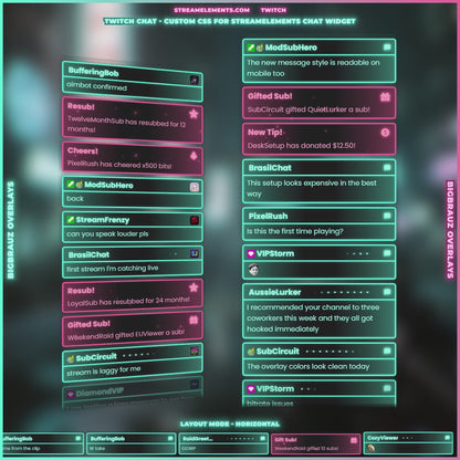 Stream chat widget - Green Magenta