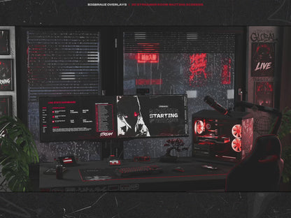 Dark anime stream overlays pack