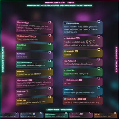 Сyber neon stream chat widget
