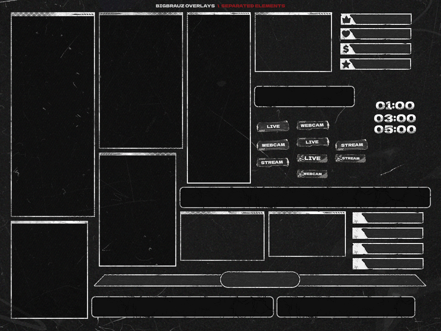 Dark anime stream overlays pack
